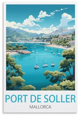 LHJOIUN Poster de voyage vintage Port de Soller Mallorca 40 x 60 cm Art moderne