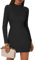 Zeagoo Womens Black Dress Turtle Neck Long Sleeve Sweater-Dresses Casual Elegant Ladies Knitted-Dresses Autumn Winter Bodycon Dresses XXL