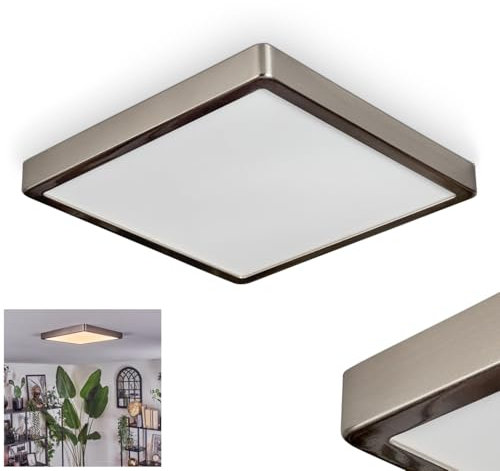 HOFSTEIN LED Deckenpanel Finsrud, Deckenpanel aus Metall/Kunststoff in Silber/Weiß, Deckenleuchte im modernen Design, Höhe 3 cm, 20 Watt, 2300 Lumen, 3000 Kelvin, Wohnzimmer, Schlafzimmer, Küche