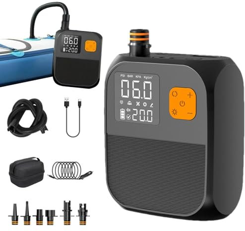 Ghjkldha Wireless Air Compressor, Wireless Tyre Inflator, Cordless Tyre Inflator, 25 Psi Paddle Board Electric Air Pump, Portable Air Compressor, for Inflatable Cushions, Air Mattress Beds