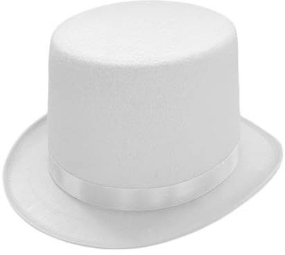 Zylinder für Männer und Frauen, klassischer viktorianischer weißer Zylinder aus Polyester, hautfreundlicher britischer Retro-Zylinder für Halloween, Cosplay, Leistung, Zylinder, Kostüm, weißer Zylinde