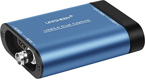 Unisheen 1080P Dual Input Capture Card - HDMI to USB 3.0 Video Capture Device, 60fps UVC YUV422 Plug and Play HD Video Grabber for Game Recording and Live Streaming - No Drivers Required