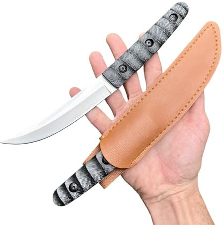 Obespina Couteau Lame Fixe Style Japonais Lame en Acier 8cr13 avec Étui Camping Pêche Chasse EDC de Poche