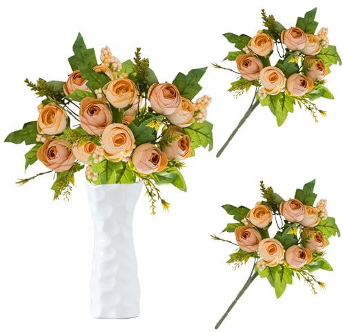 astylishome Artificial Flowers Outdoor Fence Vintage Artificial Peony Silk Flowers Bouquets Wedding Decoration Home Table Kitchen Office Garden Bridal Greenery Plants 3506