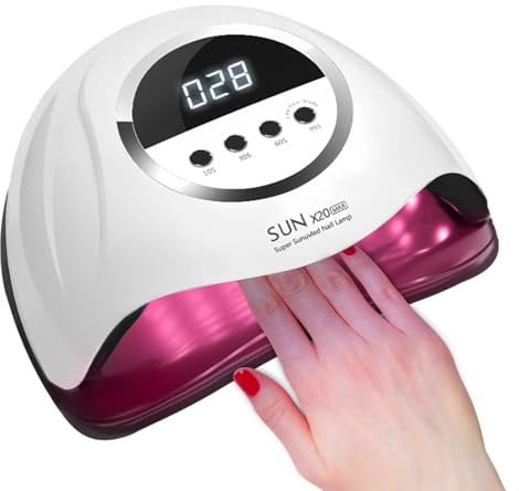 Lampada per unghie UV LED da 320 W, lampada professionale per unghie in gel con 72 perline, lampada UV per unghie con 4 impostazioni timer, asciugatrice LED per unghie in gel con sensore automatico