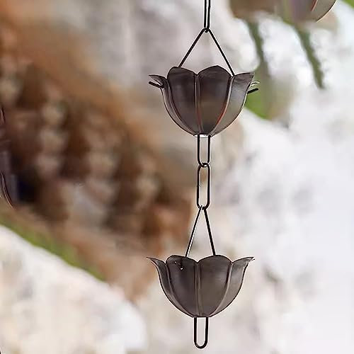 WDSOPK Regenketten für Dachrinnen, Kupfer-Regenwassersammler für die Dachrinnenentwässerung, Außendekor und Ersatz-Fallrohr, Heimdekoration,4.9ft/1.5m