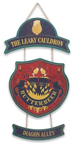 Harry Potter Leaky Cauldron Hanging Wood Wall Decor - Fun Leaky Cauldron Sign for Home
