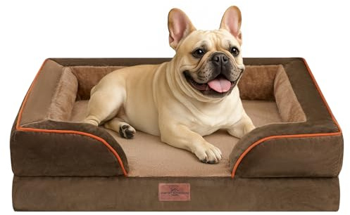 Comfort Expression Orthopedic Dog Bed for Small Size Dog with Bolster | Waterproof Dog Sofa Bed for Puppy Dogs, Durable Comfy Pet Bed with Washable Cover & Non-Slip Bottom, 71x48x15 cm