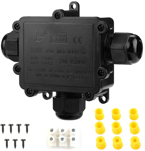 Tynoscco Wasserdichte Abzweigdose,T 3 Wege Kabelverbinder, IP68 Wasserdichte Verbindungsdose,Kabelverbinder Aussen, Elektrischer Außenverteilerdose,Erdkabel Klemmdose für 4-14 mm Kabeldurchmesser