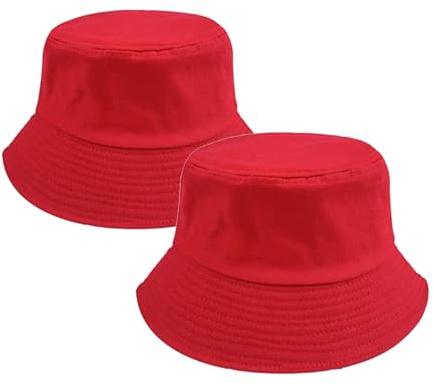 QSZHSL 2 Stücke Unisex Fischerhüte, Baumwolle Fischerhut Sonnenhut Sommerhut Hut for Damen Herren, Umkehrbarer Fischerhut Reversibel Bucket Hat
