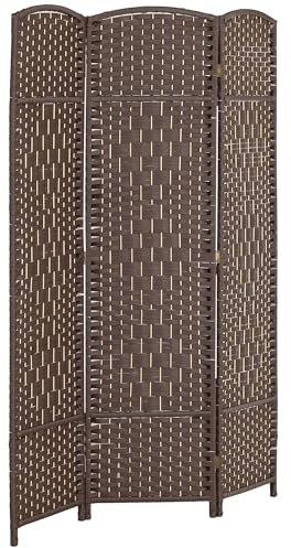 HOMCOM Paravent intérieur en Bois, 3 Panneaux, 135 x 180 cm, séparateur de pièce Pliable, pour Salon, Chambre à Coucher, Maison, Marron