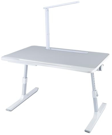 Lapdesk Pliable,Table de lit,Réglable en Hauteur et Angle, Support Lecture et Ordinateur Portable, pour Le canapé, l'étude, la Lecture et l'écriture,60 * 40 * 27-40cm (Lampe de Table) Gris