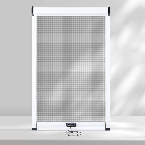 Zanzariera per finestra, telescopica, arrotolabile, con tampone integrato, design invisibile rimovibile, telaio in lega di alluminio