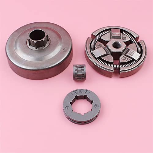 Pexorin Tamburo frizione 3/8 7 denti Corona dentata, for Husqvarna, 55 51 50 Motosega Attrezzo da giardino Pezzo di ricambio con kit cuscinetto ad aghi Kit frizione