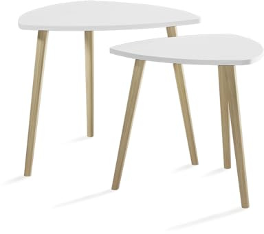 Vicco Couchtisch Twino, Weiß/Sonoma, 60 x 50 cm | 2er Set, als Ablagefläche und Beistelltisch kombinierbar