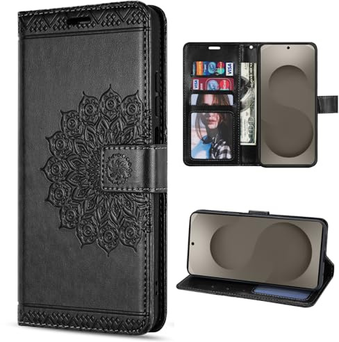 betterfon Hülle für Samsung Galaxy S26 5G | Klapphülle Schutzhülle mit Kartenfächer | Handyhülle mit Magnetverschluss | Mandala Schwarz