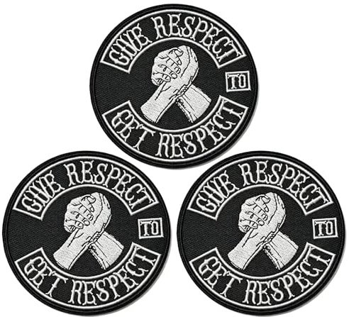 WhaleO Give Respect Get Respect Patch, 3 Stück Give Respect, Patches zum Aufnähen,Respect Patch,Patches Biker,Aufnäher Respekt Flicken/Bügelbilder Motorrad Applikation für Jeans/Leder/Motorradzubehör