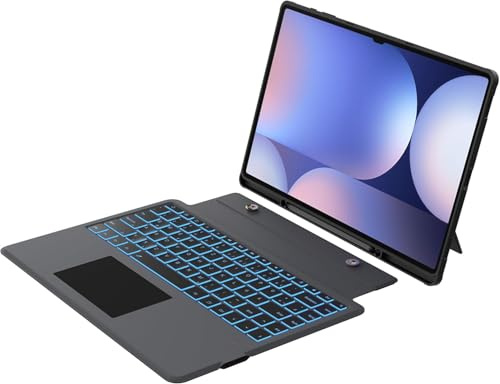RESTEQ - Funda con teclado Bluetooth QWERTZ para Samsung Galaxy Tab S10/S9/S8 Ultra 14.6, trackpad, teclado LED, bisagra ajustable de 270°, puerta S Pen, Auto Standby