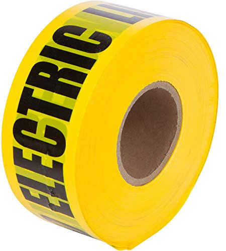 Morris Products Underground Electrical Foil Lined Caution Tape – 3 Width – Detectable from 12-24 Depths – Red – Printed with Caution Buried Electric Line Below – 1, 000'. Length