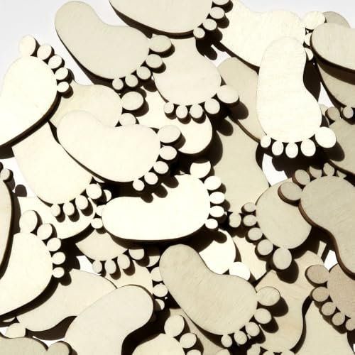 Holz Füße - 1-10cm Streudeko Basteln Deko Tischdeko, Größe:Füße 4cm, Pack mit:100 Stück