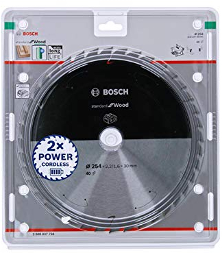 Bosch Professional 1x Lame de scie circulaire Standard for Wood (bois, 254 x 30 x 2,2 mm, 40 dents, accessoire de scie circulaire sans fil)