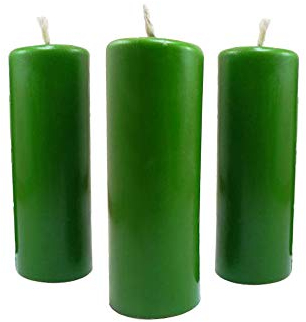 NKlaus 3x Stumpenkerzen rustikal Höhe 95mm Ø34mm aus Bienenwachs Tropfkerzen grün 36365