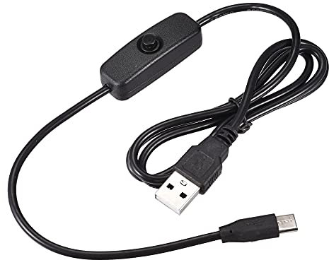 sourcing map USB Cable with ON/Off Switch, USB Male to Type-C Male Extension Cord 1M Black, for LED Desk Lamp