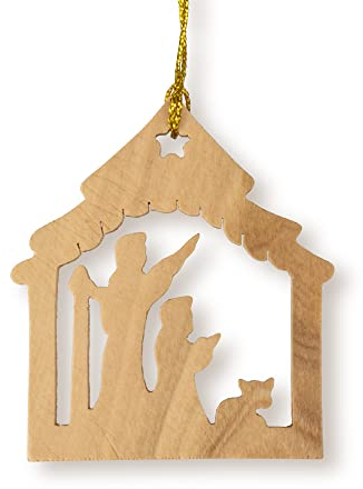 Weihnachtskrippe aus Olivenholz, Weihnachtsdekoration aus Israel, religiöse Ornamente und Dekorationen, kleine Weihnachtsdekoration aus Holz, hergestellt im Heiligen Land Bethlehem
