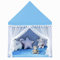 DREAMADE Kinderspielzelt Spielzelt für Kinder mit gepolsterter Decke & Fenstern & Holzrahmen, Kinderspielhaus, Tipi Zelt, Kinderzelt für drinnen, für Jungen & Mädchen (Blau)