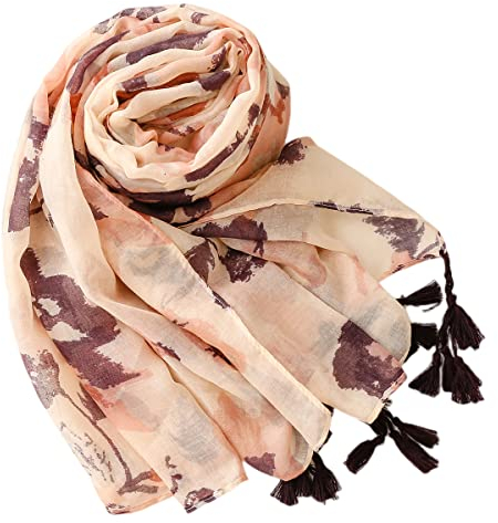 FAIRYGATE Damen Schal Frühling Schals & Tücher für Damen Weiche Dünner Baumwollschal Gemischte Farben Geometrische Alphabet Muster Mode Warm Halten Stolen 58021