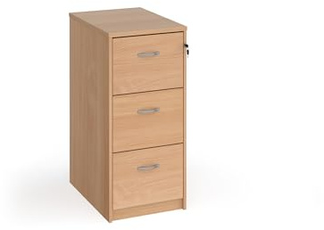 Mr Office Deluxe executive 3 drawer filing cabinet with silver handles 1045mm high, Beech