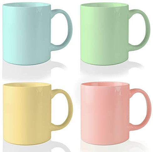Juego de Tazas de Café - Juego de 4 Tazas de Café - Color Pastel 350ml Cerámica (Multicolor)