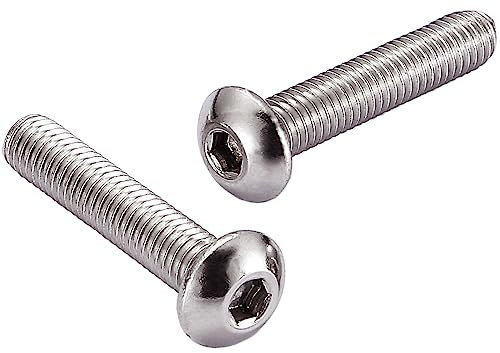 AMLOOPH M6 Bolts, M6 X 50mm Hex Socket Button Head Machine Bolts/Screws -Fully Threaded A2 304 Stainless Steel Hex Long Socket Screws M6 (Pack Of 10)