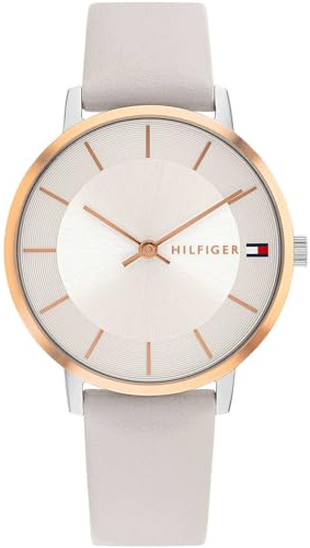 Tommy Hilfiger Montre À Mouvement Quartz Deux Aiguilles pour Femme avec Bracelet en Cuir Gris - 1782671