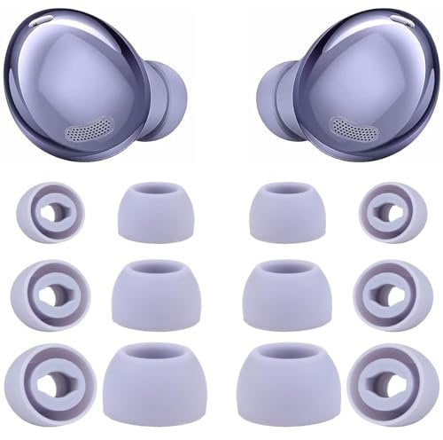 BOZILY 12pcs Silicone Ear Tips for Samsung Galaxy Buds Pro Earplugs Noise-Reducing Hole Ear Tips Isolation Cover Non-Slip Earbuds Cap Eartips Replacement Buds Replacement Earmuffs(S M L, Purple)