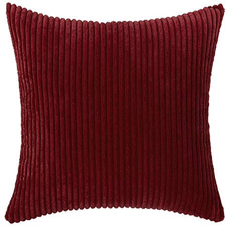 2er Set Kordsamt Kissenbezug,Kissenhüllen Dekorative Sofakissen Dekokissen Weicher Zierkissenbezug Wohnzimmer Sofa Schlafzimmer Boho Dekor,Couchkissen Dekokissen Zierkissenbezug,Weinrot,60 x 60cm