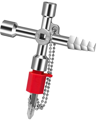QIYILE Llave de Utilidad Multifuncional, 4 en 1 Llave Cruzada Llave de Utilidad Universal para Abrir Eléctrico Medidor de Gas y Agua Gabinete y Alacena