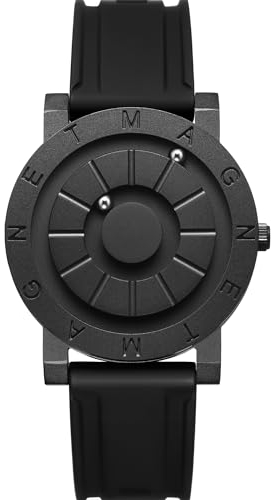 EUTOUR Uhren Herren Herrenuhr Magnet Uhr kein Glas Kugellager Quarz Armbanduhr für Männer mit Silikonarmband Schwarz-40mm