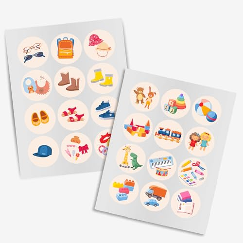 Kiwistar - Aufkleber Kinderzimmer - 2er-Set 2 - Accessoires & Spielzeug - selbstklebende Etiketten für Kinderkleidung für Mädchen und Jungen - kindergerechte Ordnung und Organisation im Kleiderschrank