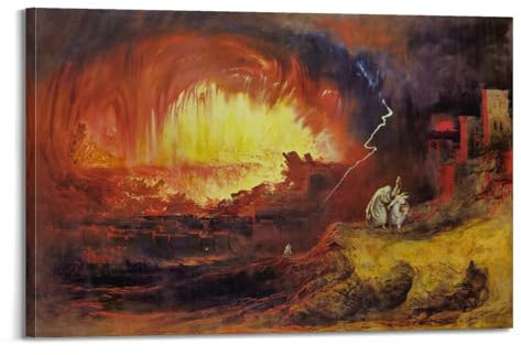 JSWLQ John Martin (Die Zerstörung von Sodom und Gomorra) Künstler-Poster, Kunstdruck, Wandfoto, Farbe, hängendes Bild, Familienschlafzimmer, Dekoration, Geschenk, 60 x 90 cm