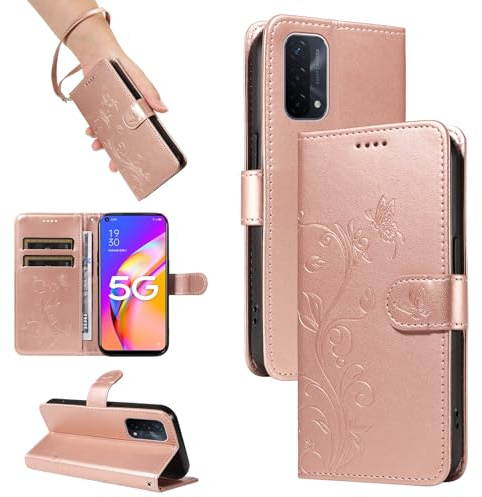SRISHP Cover per OPPO A54 5G / A74 5G Custodia, Oro Rosa | Magnetica Cover a Libro, Portafoglio con Slot per Schede, Custodia in PU Pelle, Supporto Stand Cover