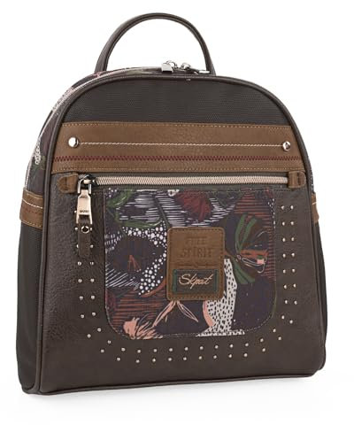 SKPAT - Bolso Mochila Mujer Elegante Tipo Casual Moderna Para Vestir Mochilas Mujer Estilo Urbano Mochila Negra Mujer Pequeña Ideal Para Uso Diario, Marron