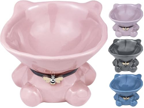 Busnos Katzennapf Erhöht Einzeln Futternapf Katze Keramik 15 Neigung Trinknapf Katze Rosa Fressnapf Katze Erhöht 14x13x11 cm Katzennapf Katzen und Kleiner Hund Zubehör Essen Teller Futterstation