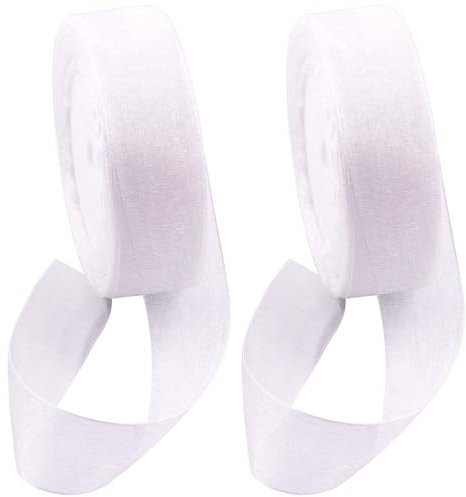 Swpeet Lot de 2 rouleaux de ruban en organza transparent transparent pour bouquets, mariage, décoration d'anniversaire et de mariage - 45,2 m x 2,5 cm - Blanc scintillant