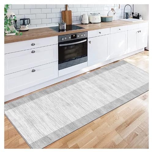 Siunwdiy Teppich Läufer Flur Lang küchenteppich waschbar rutschfest Grau Outdoor Teppich 120x270cm Polyester Dauerhaft für Wohnzimmer Schlafzimmer Büro Esszimmer Anpassbar Teppichläufer Meterware