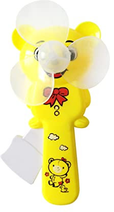 Dussdote Ventilador personal, ventilador de presión manual, plástico, lindo oso de dibujos animados, mini ventilador manual seguro para habitación, ejercicio, viajes (oso amarillo)