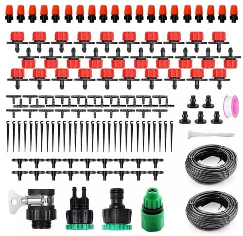 162 PCS Irrigation Kit, 40M Micro Drip Irrigation System with Adjustable Nozzle Sprinkler Sprayer and Dripper Automatic for Greenhouse, Lawn, Patio, Landscape, Flower Bed, Terrace Plants