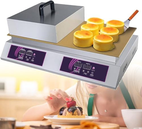 ZYLDDS Machine De Fabrication De Soufflé électrique Dorayaki Baker Pancake Maker Muffin Making Machine en Acier Inoxydable 50-2450 ℃ Plaque De Cuisson électrique Commerciale Gaufrier Antiadhésif,B