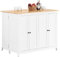 SoBuy Aparador de Almacenamiento con Encimera Isla de Cocina Múltiple con 4 Puertas 2 Estantes y 2 Ruedas 107 x 76 x 92 cm Blanco KNL10-WN ES