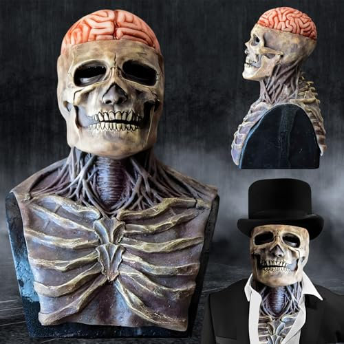 Atuoxing Halloween Maschera Teschio Horror, Maschera Scheletro a Testa Intera Realistiche, Maschera Biochimica Scheletro in Silicone per Halloween Cosplay